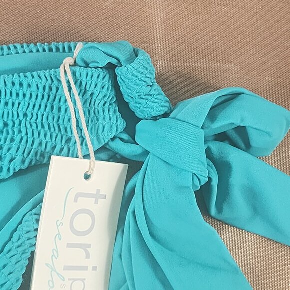Tori Praver Swimwear Turquoise Tie Sides Lined Nylon Span Bikini Bottom Size M - Picture 16 of 16